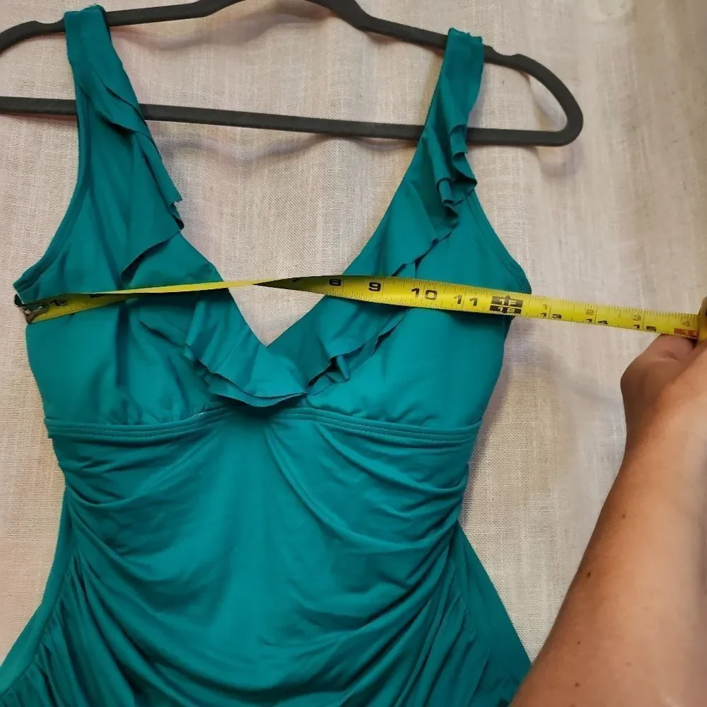 Lauren Ralph Lauren Teal Onepiece With Ruffles